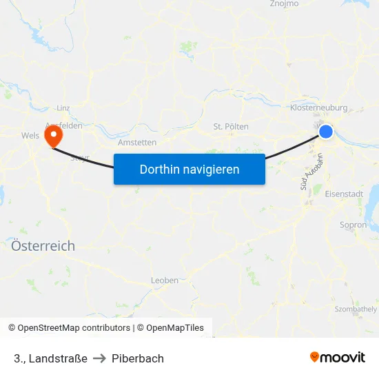 3., Landstraße to Piberbach map