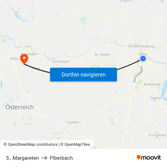 5., Margareten to Piberbach map