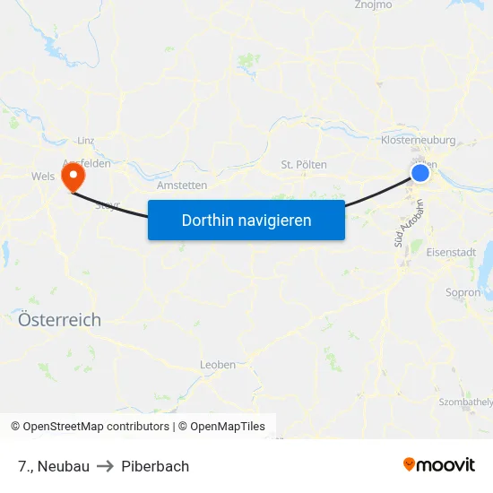 7., Neubau to Piberbach map