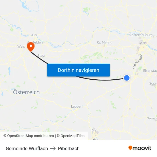 Gemeinde Würflach to Piberbach map
