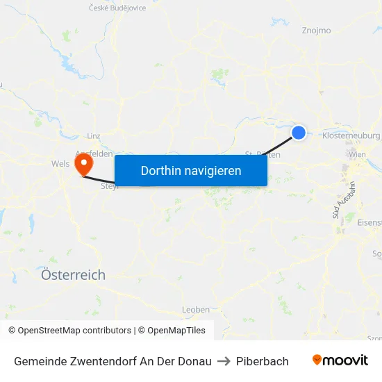 Gemeinde Zwentendorf An Der Donau to Piberbach map