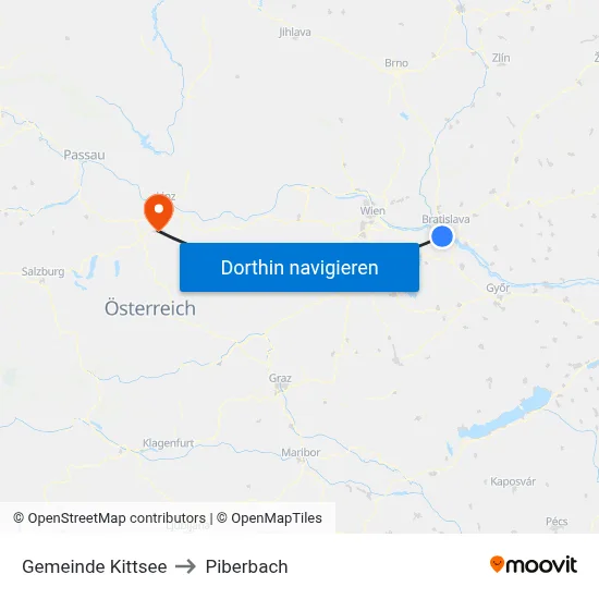 Gemeinde Kittsee to Piberbach map