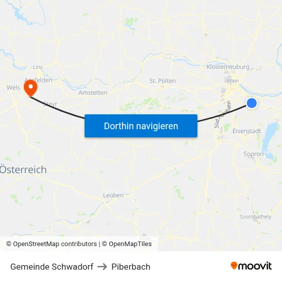Gemeinde Schwadorf to Piberbach map
