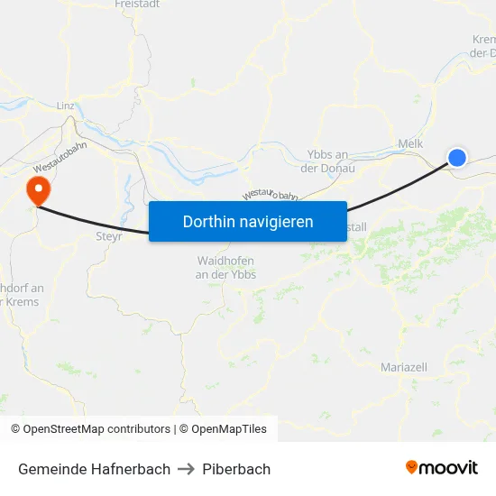 Gemeinde Hafnerbach to Piberbach map
