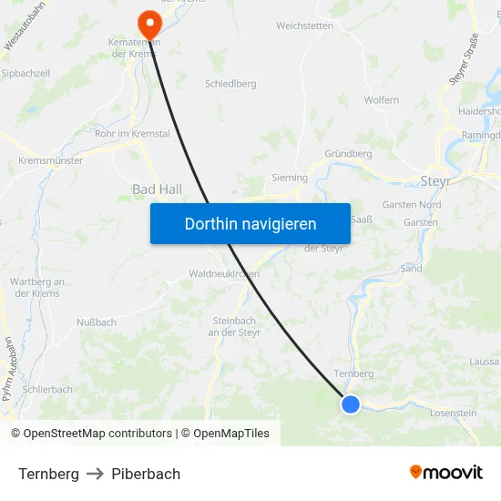 Ternberg to Piberbach map