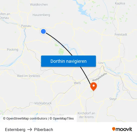 Esternberg to Piberbach map