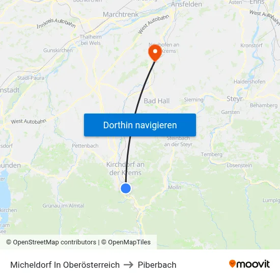 Micheldorf In Oberösterreich to Piberbach map