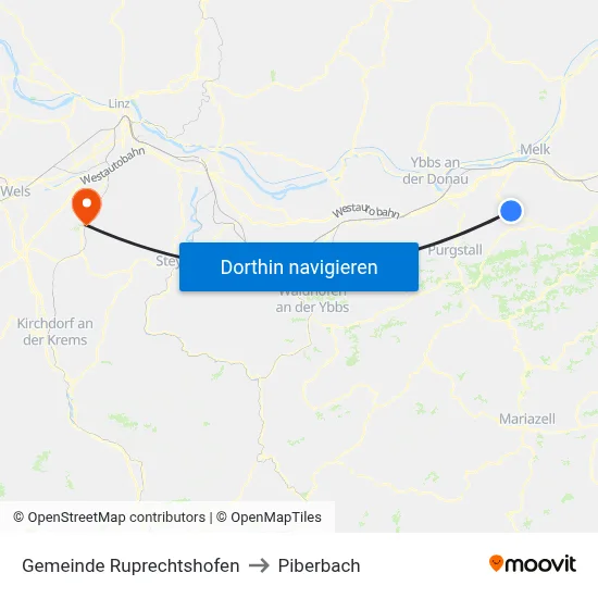 Gemeinde Ruprechtshofen to Piberbach map