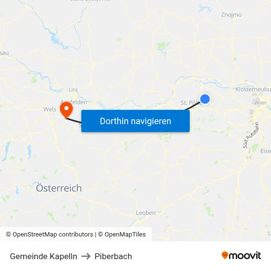 Gemeinde Kapelln to Piberbach map