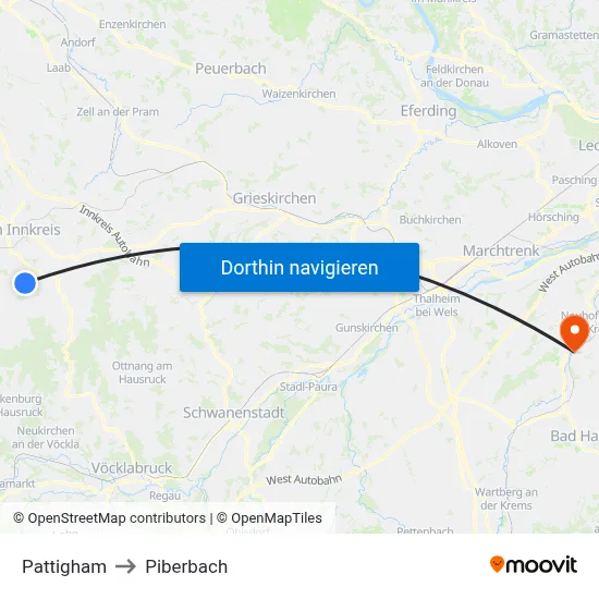 Pattigham to Piberbach map
