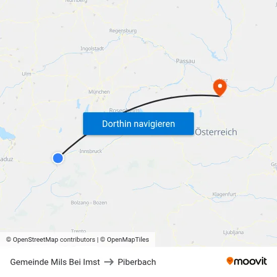 Gemeinde Mils Bei Imst to Piberbach map