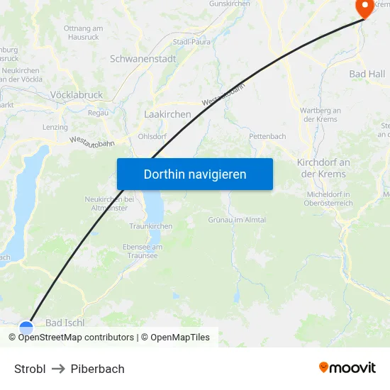 Strobl to Piberbach map