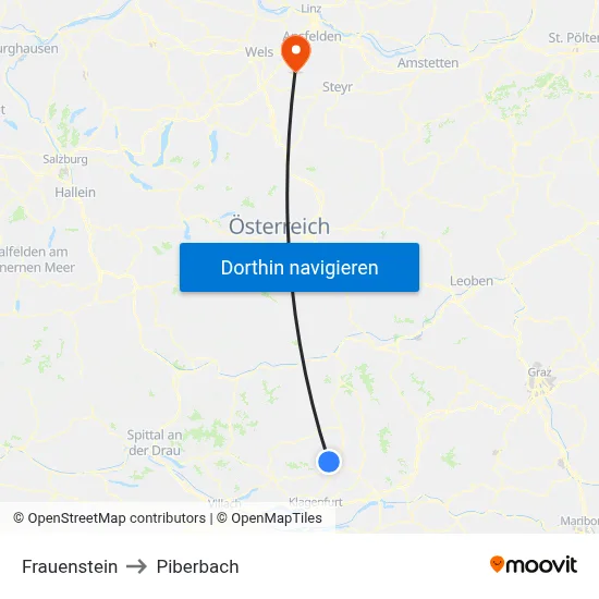 Frauenstein to Piberbach map
