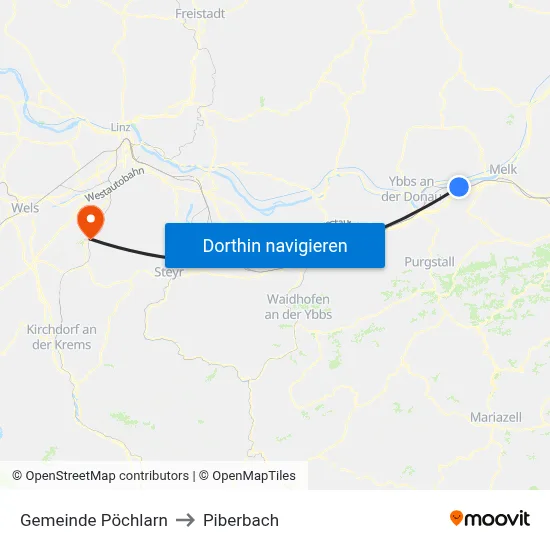 Gemeinde Pöchlarn to Piberbach map