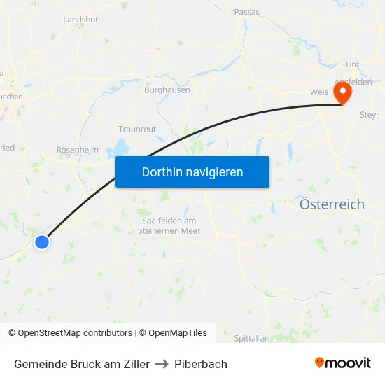 Gemeinde Bruck am Ziller to Piberbach map