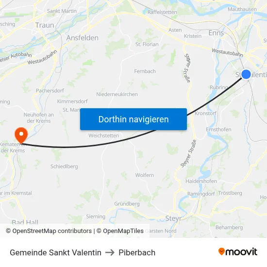Gemeinde Sankt Valentin to Piberbach map