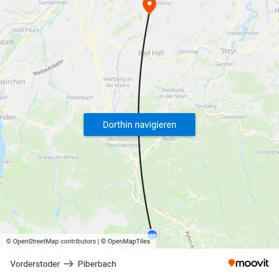 Vorderstoder to Piberbach map
