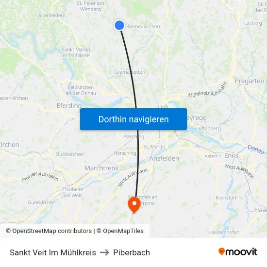 Sankt Veit Im Mühlkreis to Piberbach map