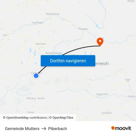Gemeinde Mutters to Piberbach map