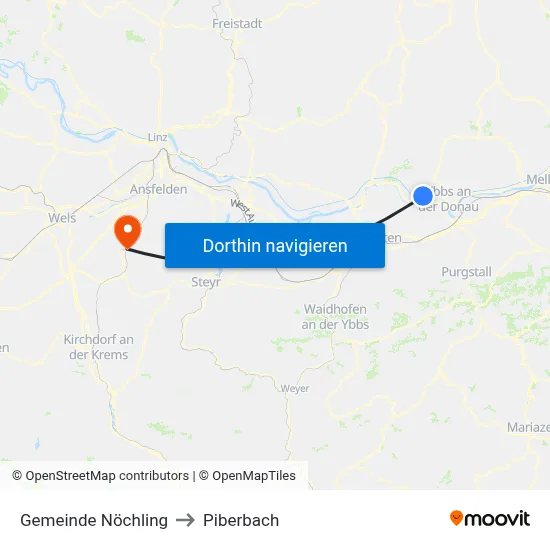 Gemeinde Nöchling to Piberbach map