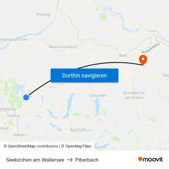 Seekirchen am Wallersee to Piberbach map