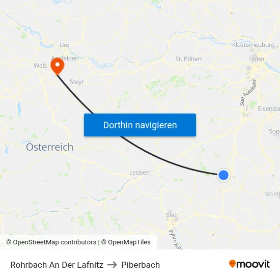 Rohrbach An Der Lafnitz to Piberbach map