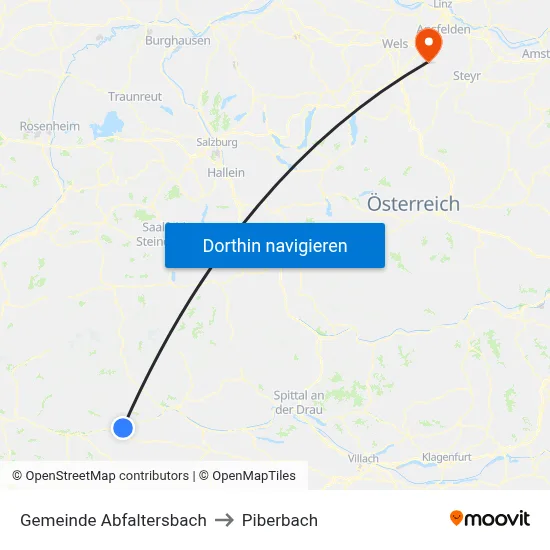 Gemeinde Abfaltersbach to Piberbach map