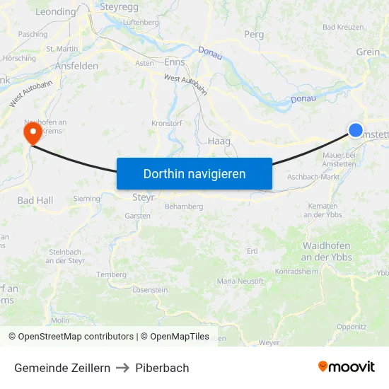 Gemeinde Zeillern to Piberbach map