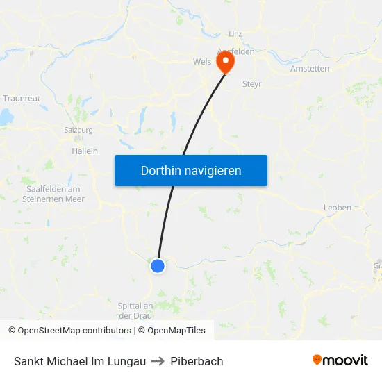 Sankt Michael Im Lungau to Piberbach map