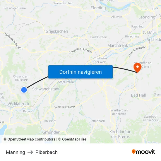 Manning to Piberbach map