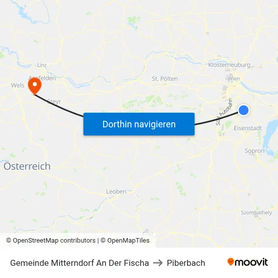 Gemeinde Mitterndorf An Der Fischa to Piberbach map