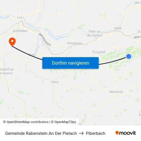 Gemeinde Rabenstein An Der Pielach to Piberbach map