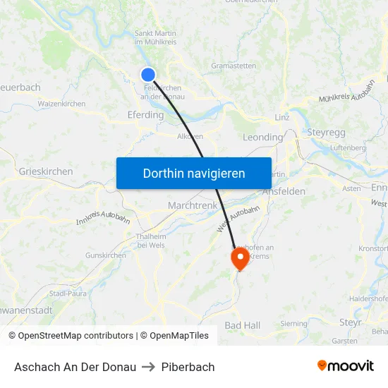 Aschach An Der Donau to Piberbach map