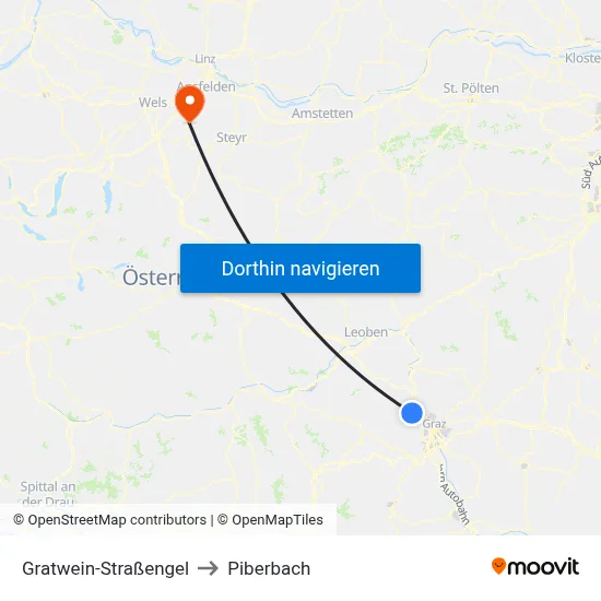 Gratwein-Straßengel to Piberbach map