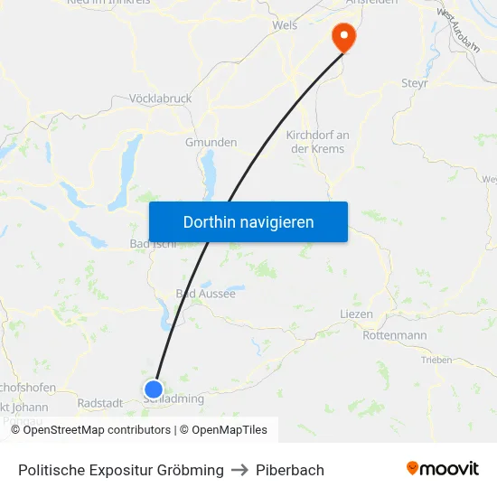 Politische Expositur Gröbming to Piberbach map