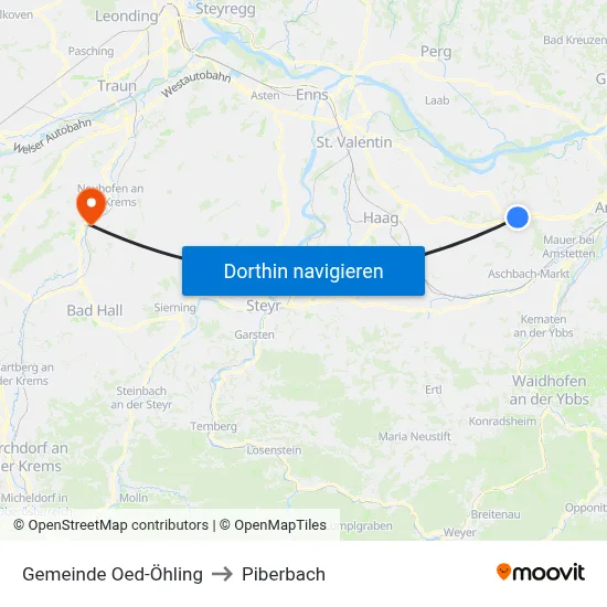 Gemeinde Oed-Öhling to Piberbach map