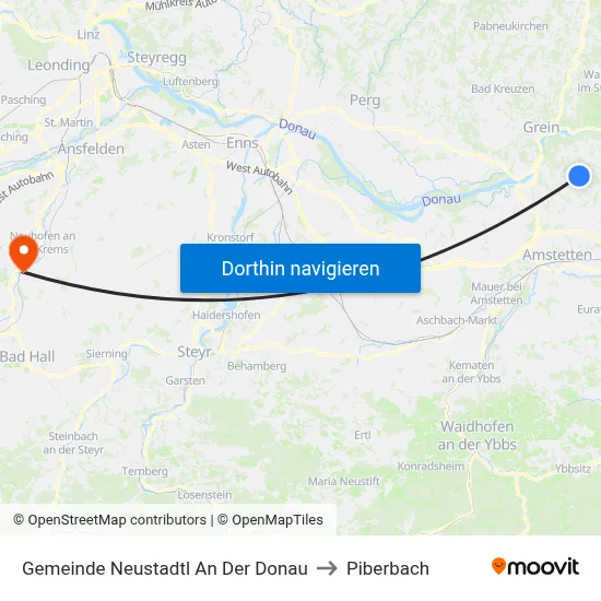 Gemeinde Neustadtl An Der Donau to Piberbach map