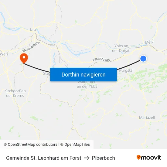 Gemeinde St. Leonhard am Forst to Piberbach map