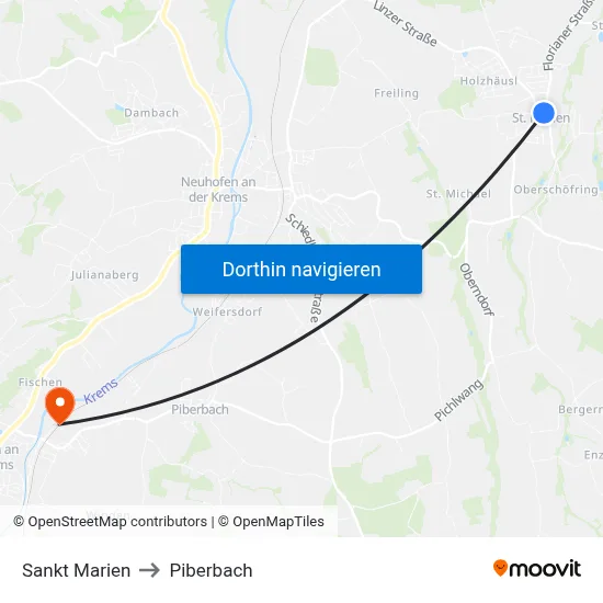 Sankt Marien to Piberbach map