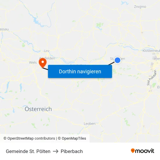 Gemeinde St. Pölten to Piberbach map