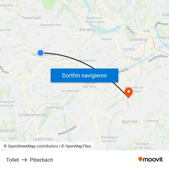 Tollet to Piberbach map