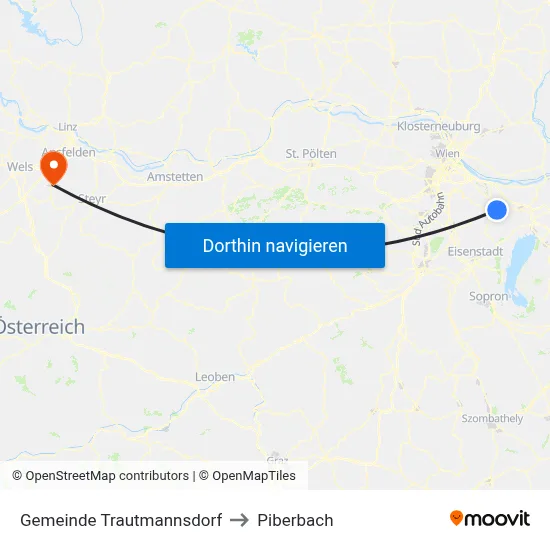 Gemeinde Trautmannsdorf to Piberbach map