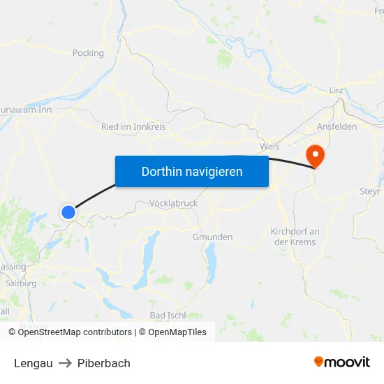 Lengau to Piberbach map