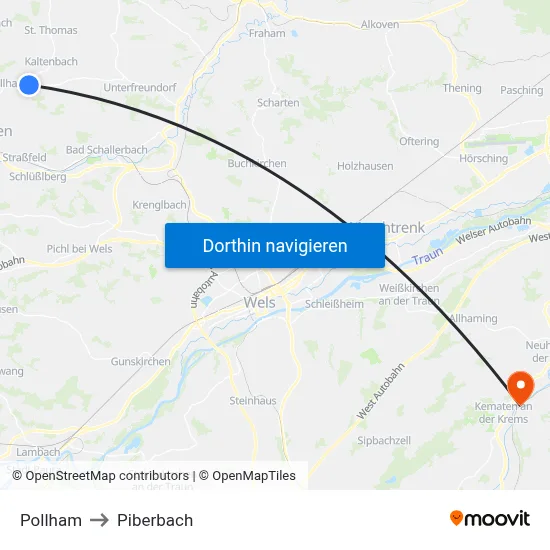 Pollham to Piberbach map