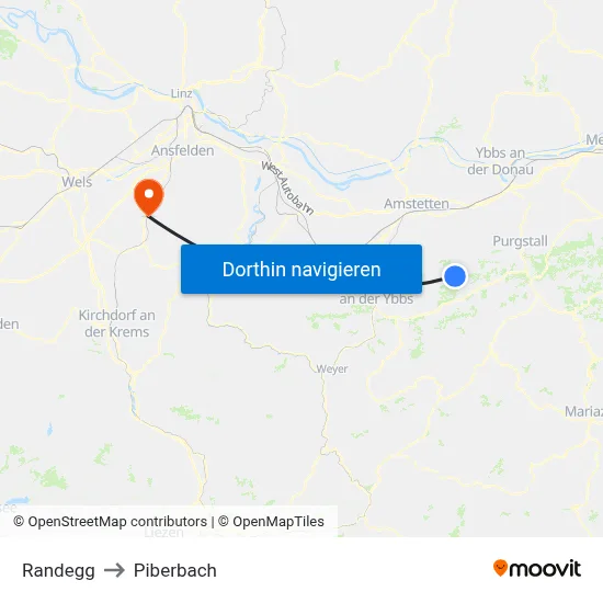 Randegg to Piberbach map