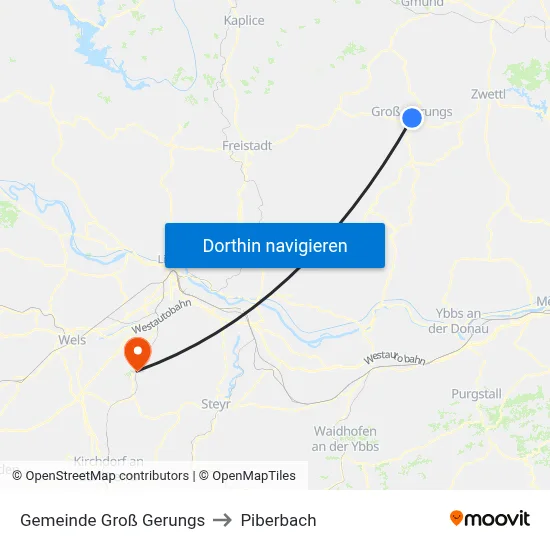 Gemeinde Groß Gerungs to Piberbach map