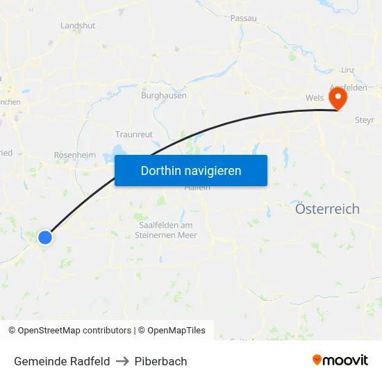 Gemeinde Radfeld to Piberbach map