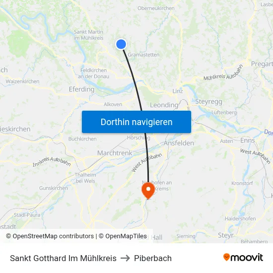Sankt Gotthard Im Mühlkreis to Piberbach map