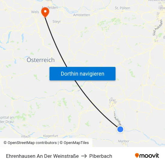 Ehrenhausen An Der Weinstraße to Piberbach map