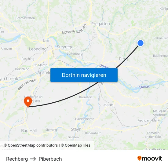 Rechberg to Piberbach map